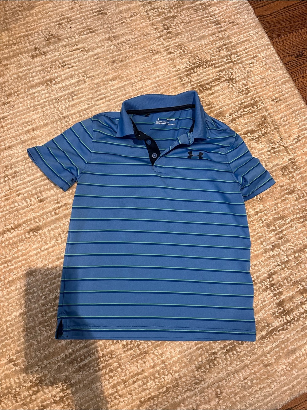 Under Armour Boys' Blue striped Polo - heatgear, performance material